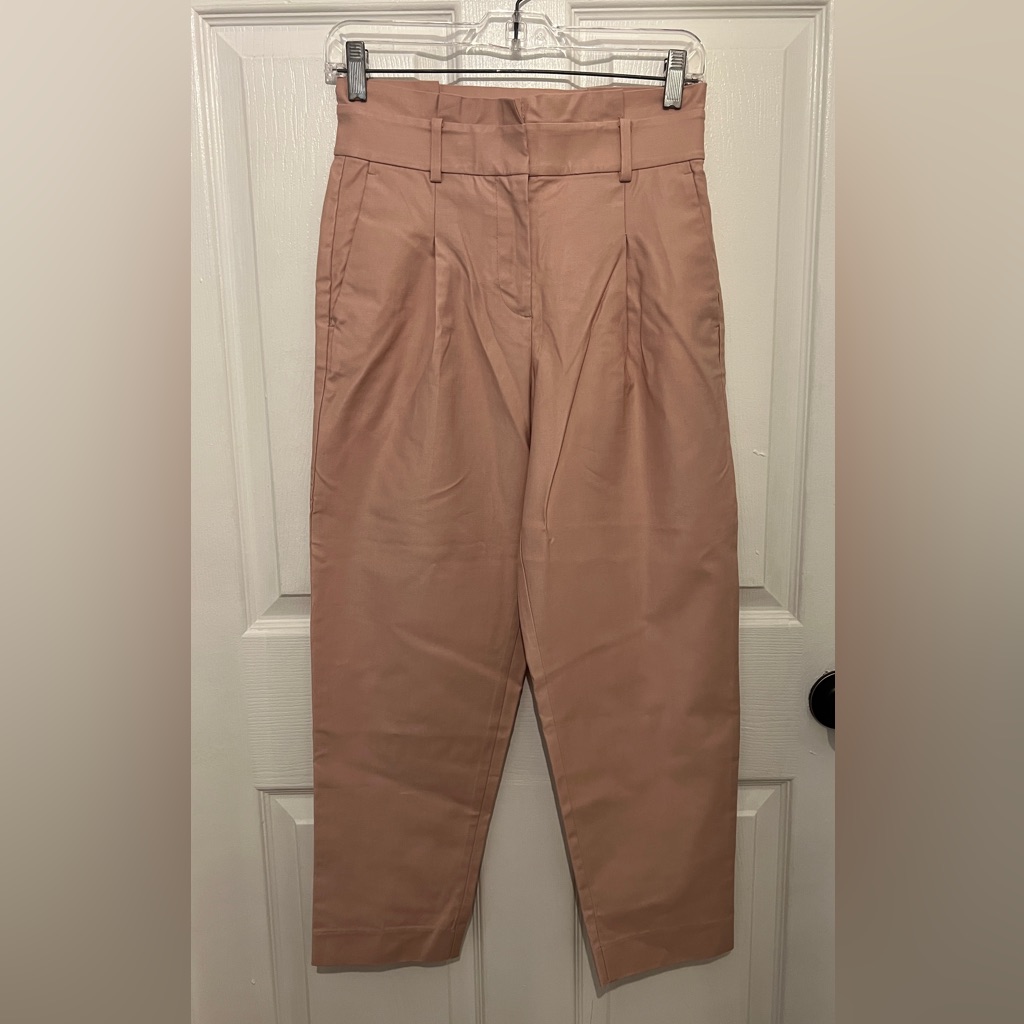 Ann Taylor Women’s Blush Belted Waist Straight Leg Pants Size 00p New